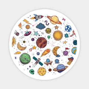 Solar System, Galaxy, Planet, Aliens, Vintage Magnet